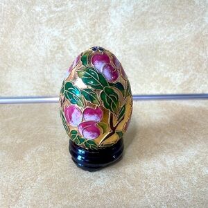 Golden Treasures Cloisonné Collectable Decorative Egg With Stand Box Certificate